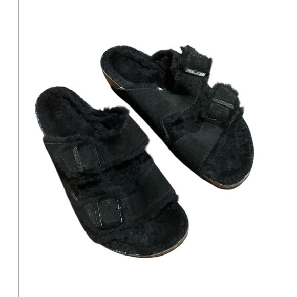 Birkenstock Shoes - Birkenstock Arizona Shearling Suede Leather Black US M 10 W 11.5 EU 43 Unisex